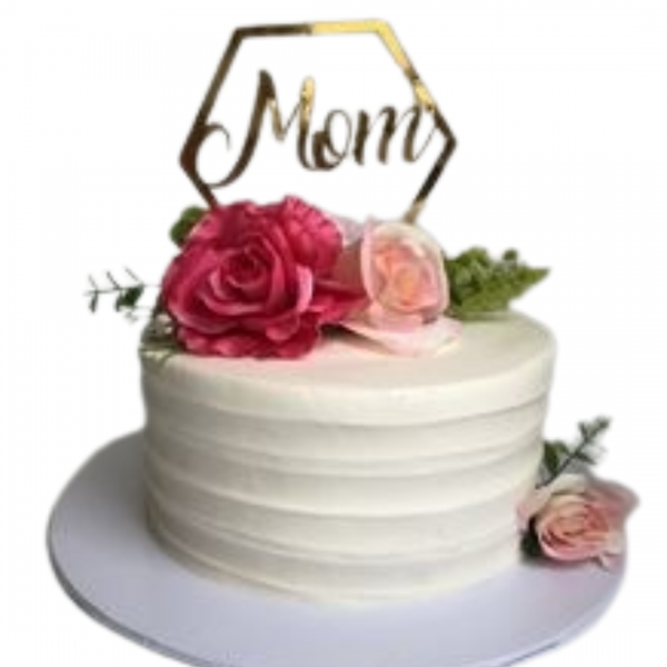 mothers day cake with flowers and topper