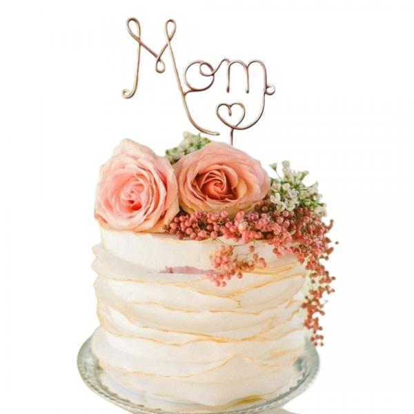 mothers day cake with flowers and topper